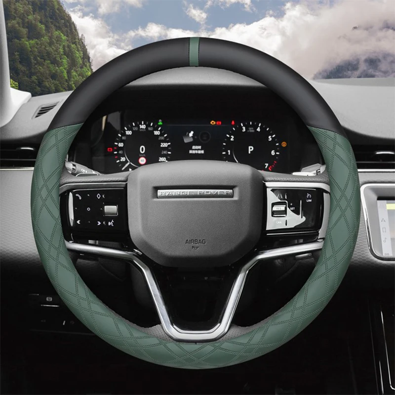 Steering Wheel Cover for Land Rover Range Rover Sports Evoque Universal O-type Car Accessories Genuine Leather Sweatproof 38cm