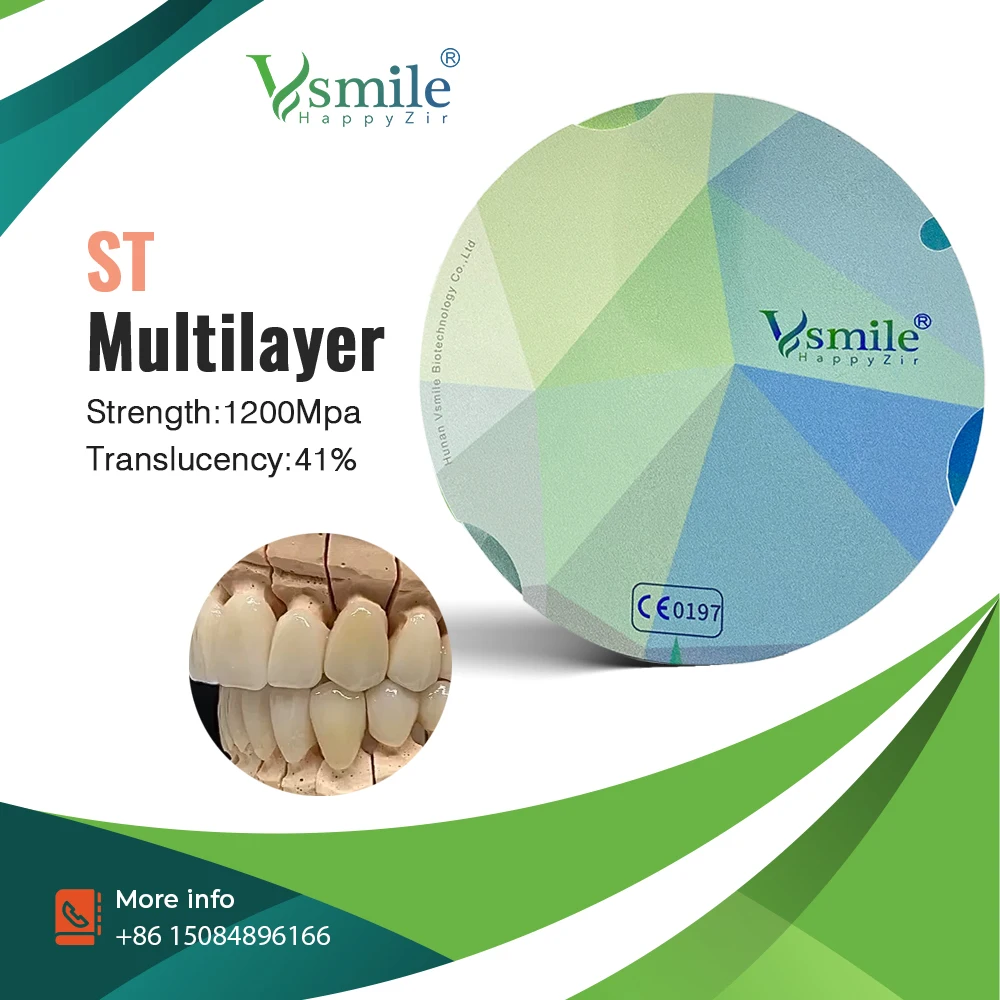 

2024 Dental Vsmile ST Multilayer Zirconia Materials in Block Dental Laboratory in CADCAM Machines for Full Bridge and Coping