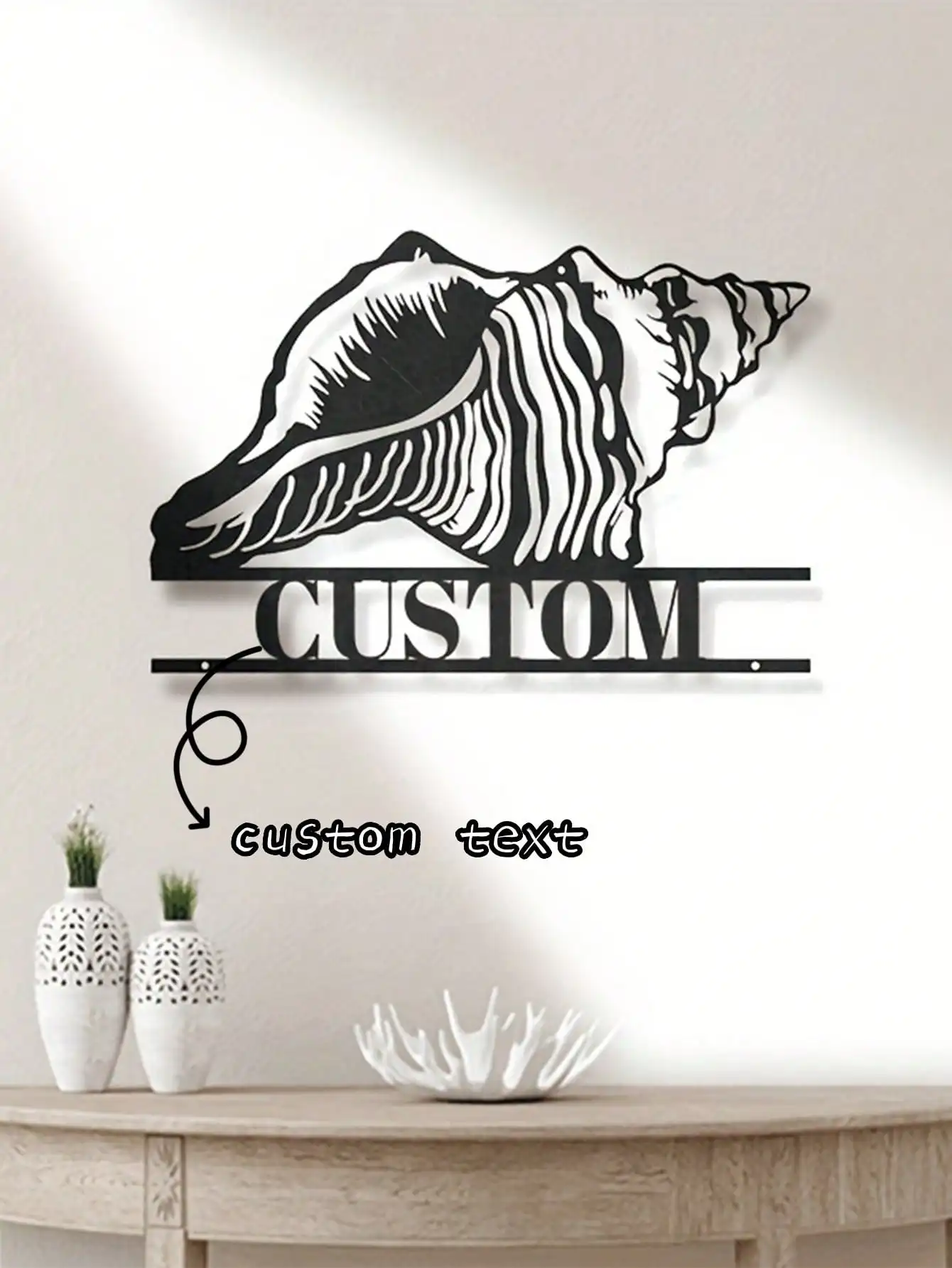 

Custom Wrought Iron Shell Wall Art, Rustproof Coastal Nautical Decor for Bedroom Living Room, Unique Housewarming Gift