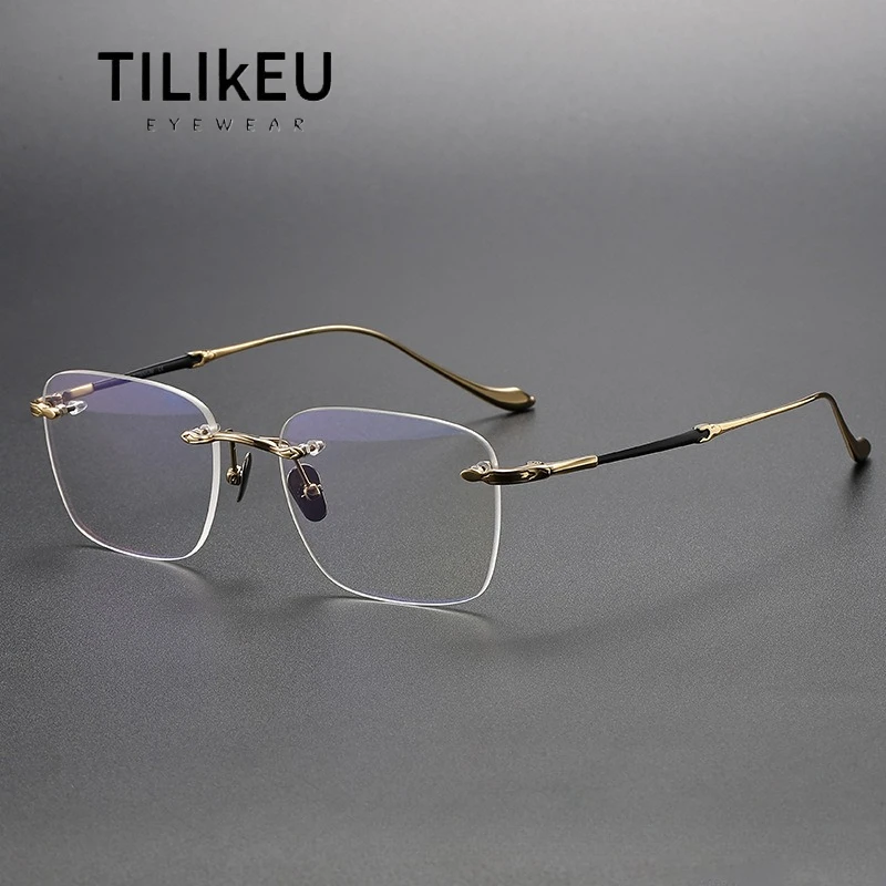 

Pure Titanium Rimless Glasses Frames Men's Prescription Eyeglasses Japanese Designer Women's Optical Frames Square Spectacle