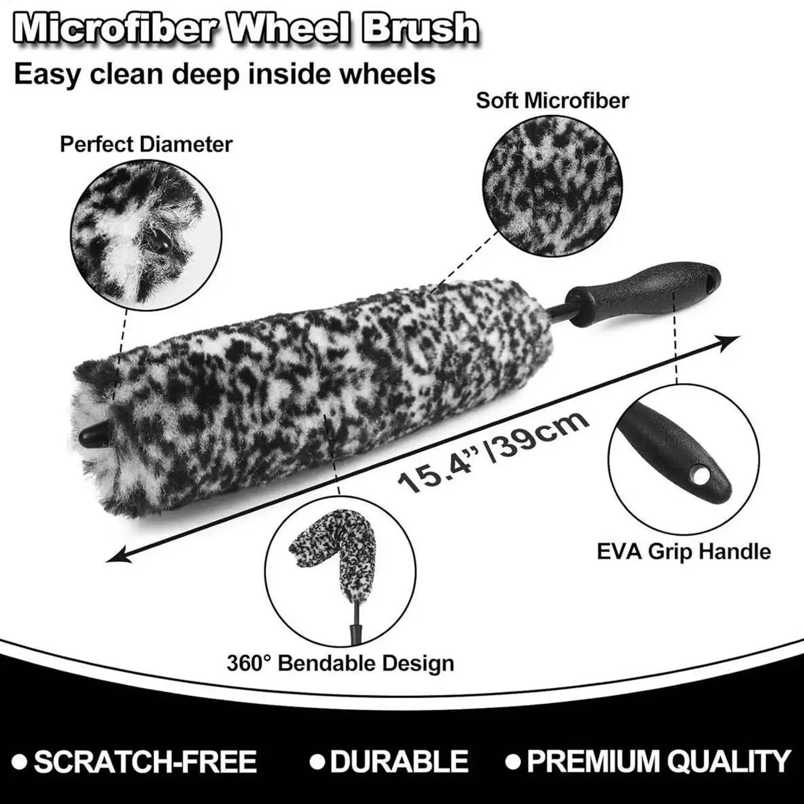 Wheel Brush Kit Stain Removal Scratch-Proof Tools Wheel And Tire Cleaner Brush Set For Home Garage Parking Lot Truck Caravan RV
