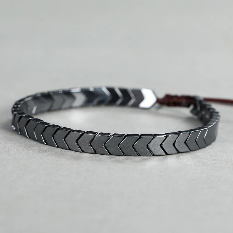 Retro Trendy Men\'s Bracelet Hematite Arrow Balance Bracelet Women\'s Casual Yoga Sports Bracelet