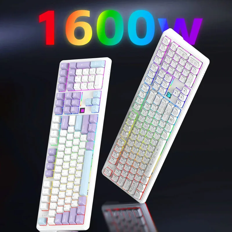 Ajazz AK108 Tri-mode Mechanical Bluetooth Wireless Keyboard Hot-swappable Custom Gaming Multifunctional Office Desktop Keyboard