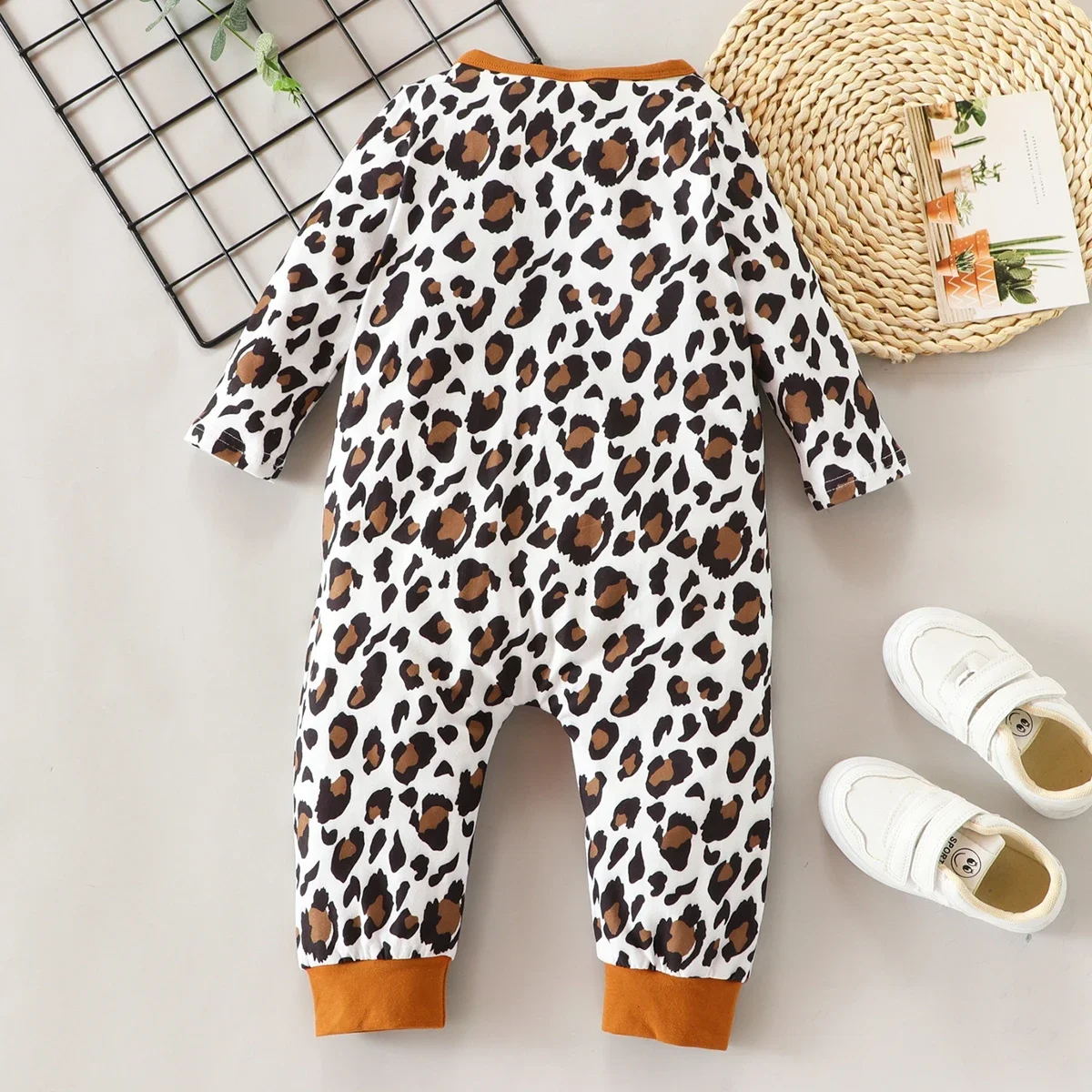 Newborn Kid Girls Clothes Long Sleeve Spring Autumn Leopard Baby Girl Romper Fashion Toddle Girl Clothes Children Jumpsuit 0-18M