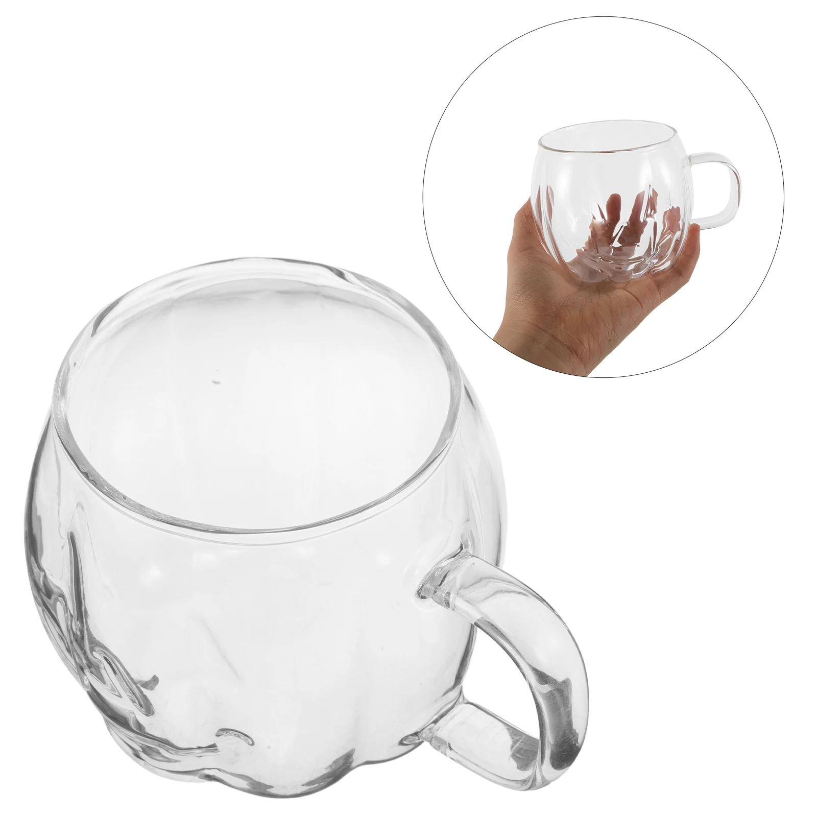 

Halloween Pumpkin Glass Mug Colorful Handle Single-Layer Heat Resistant for Coffee Tea Office Home Drinkware