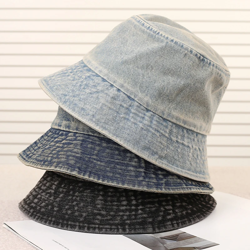봄/여름 야외 여행을위한 새로운 유행 조절 가능한 데님 모자 태양 보호 UV 보호 남여