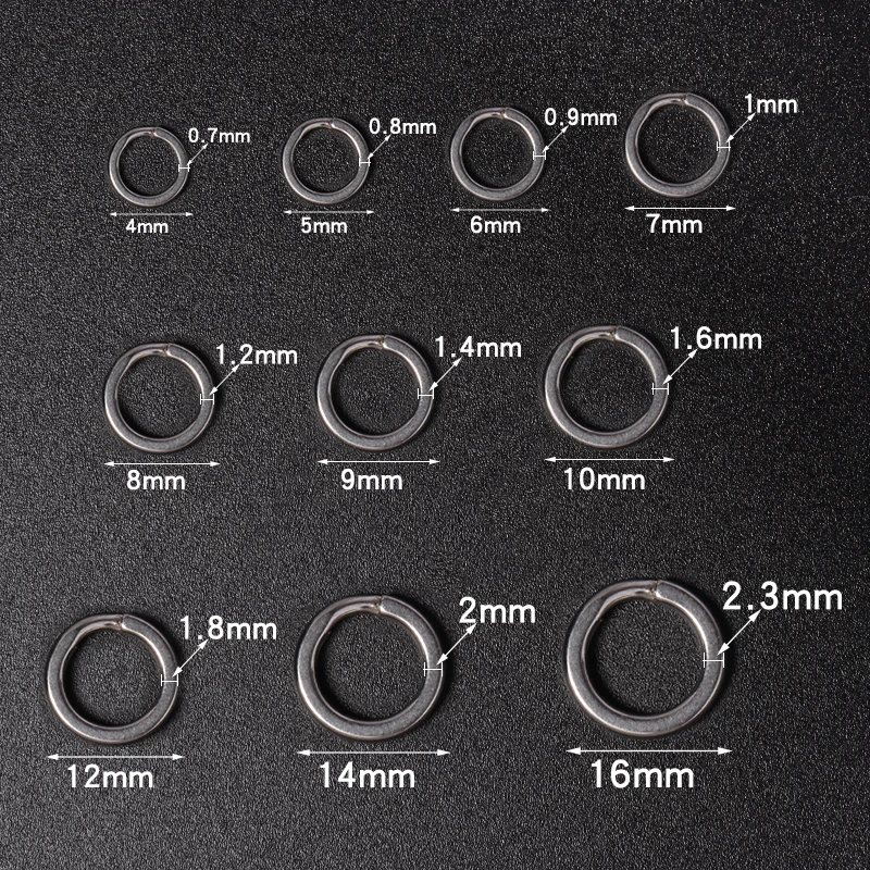 SAUVOO 316 Stainless Steel Key Ring Split Ring Keyring Hook Round Flat Line Keyrings For DIY Key Chain Keychain Jewelry Making