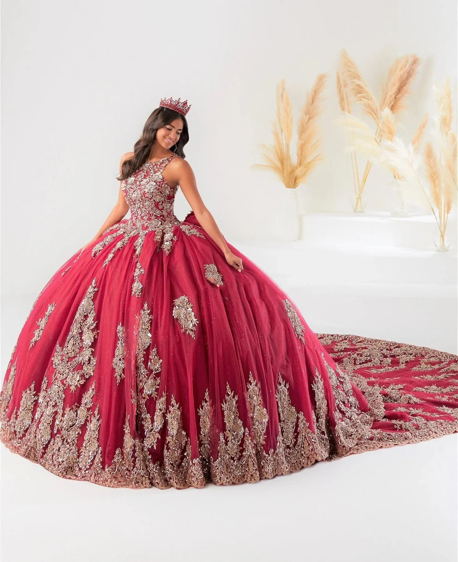 Yellow Puffy Quinceanera Dresses Ball Gown Scoop Tulle Appliques Bow Mexican Sweet 16 Dresses 15 Anos