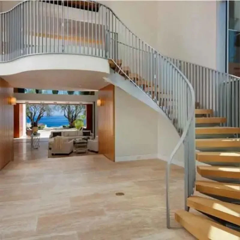 custom.PRIMA Factory Manufacture Modern Carbon Steel Stringer Customized Curved Staircase House