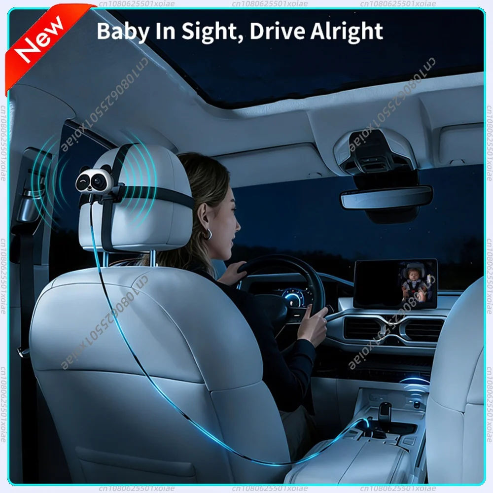 Baby Car Camera & Wireless CarPlay Adapter 360 Rotatable Wireless Rearview Carplay Adapter Cameras Safety for Kids & Infants
