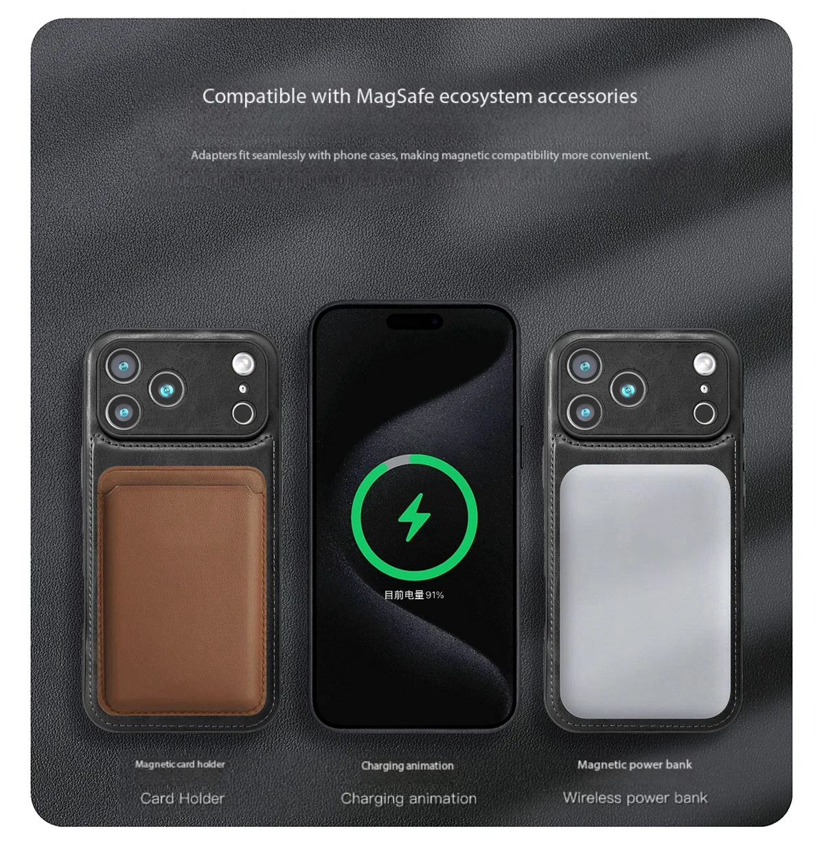 Luxuriöse Starke Magnetische Lederhülle für Apple iPhone 18 17 Pro Max 16 15 14 Plus 13 12 18Pro Kabellose Stoßfeste MagSafe-Hülle – Detail 3