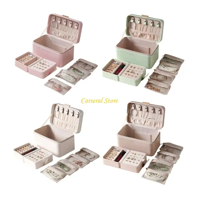 

M4YF Jewelry Organizers PU Leather Multi Functional Storage Box For Women's Accessories Compact Design Home & Travel Use