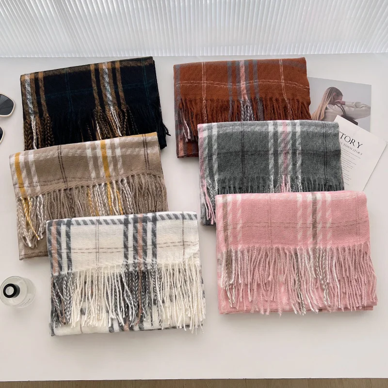 جديد تقليد الكشمير النسخة الكورية الكلاسيكية منقوشة شرابة وشاح الرجال والنساء الخريف الشتاء النمط البريطاني المألوف الدافئة #4