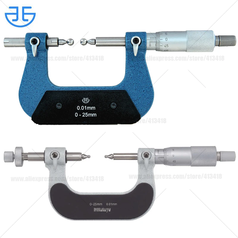 Xibei Gear Tooth Micrometers 124-173 0-25mm 25-50mm 207SERIES  Interchangeable Ball Anvil/Spindle Tip Type Modulus micrometer