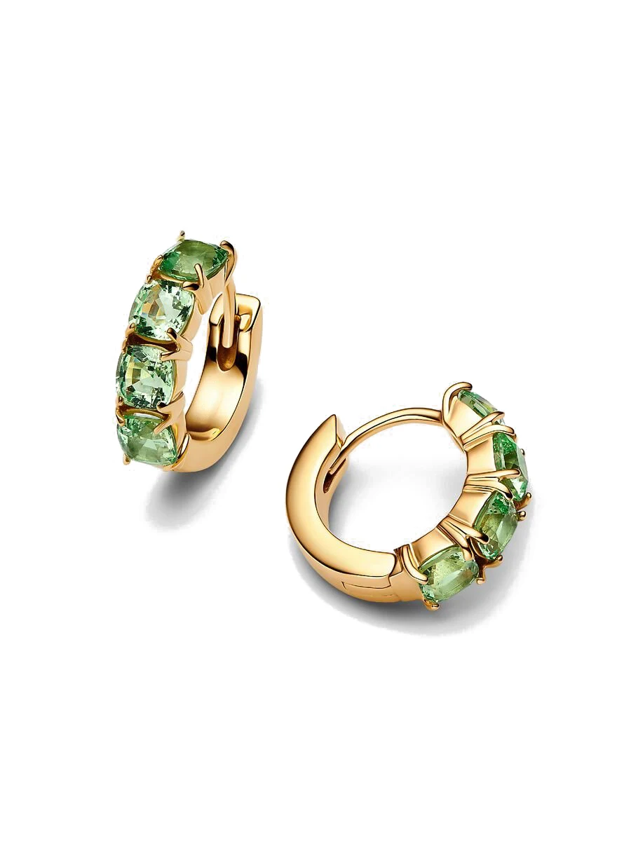 Hot Sale 100% Original 925 Sterling Silver Yellow Green Blue Red Zircon Round Hoop Earrings Fine Trinkets Women Gift Anniversary