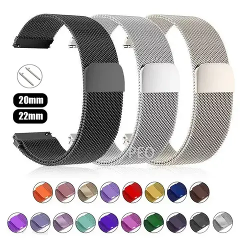 Amazfit GTS/2/2e/3/4/GTS2 Mini/GTR 47mm/GTR2/3/4/Pro stratos 금속 팔찌 Amazfit bip 3 pro 스트랩 용 20mm/22mm 밀라노 밴드