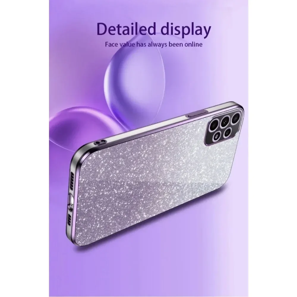 Luxe Gradiënt Glitter Plating Case Voor Samsung GalaxyA55 A54 A35 5G A51 A24 4G A25 A15 A14 A05 A05S 4G 5G Siliconen Achterkant