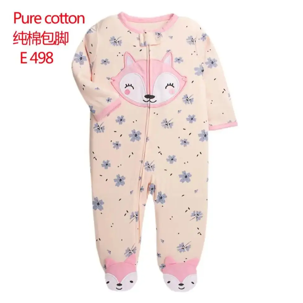 Baby Cotton Rompers Newborn Toddler Baby Boys Girls Pajamas Coveralls Cartoon Animal Dinosaur Strawberry Zipper Jumpsuit