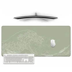 Green Japanese Waves Mouse Pad Gamer XL HD New Large Home Mousepad XXL Mechanical Keyboard Pad Office Natural Rubber Non-Slip