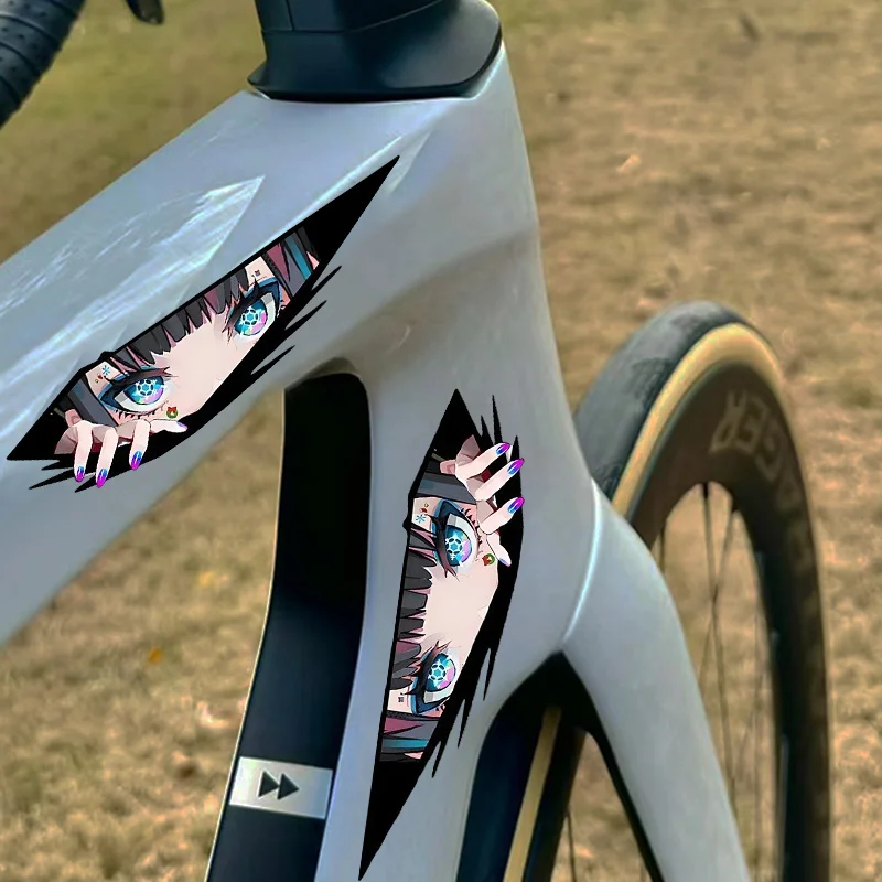 2 TEILE/SATZ Bike Otaku – Themed „Anime Girl Eyes“ Fahrradaufkleber, Stand-Out-Fahrradaufkleber, unverwechselbares Fahrrad-Styling-Artikel