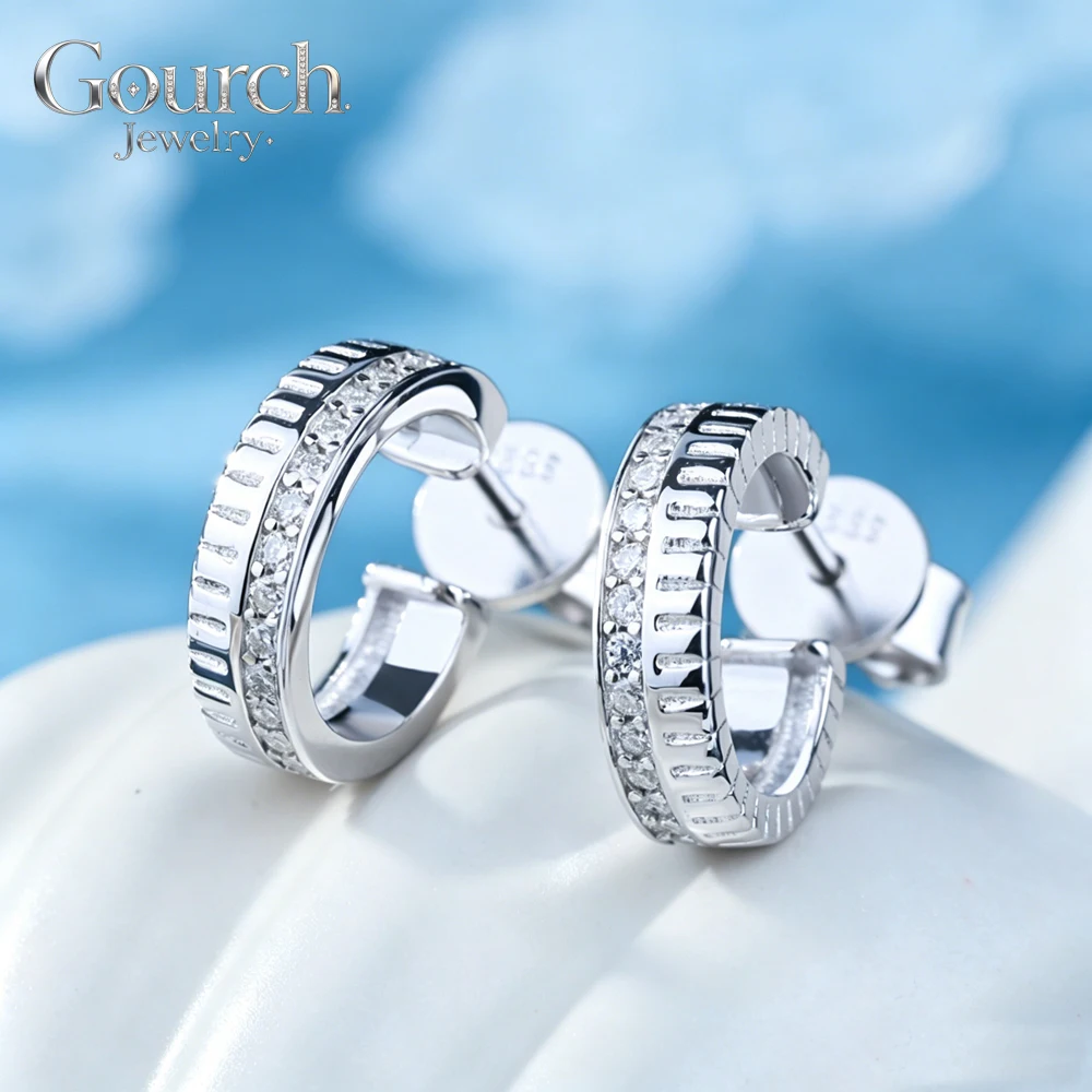 

Gourch 1mm D Color VVS1 Moissanite Circle Huggie Stud Earrings for Women 925 Sterling Silver 14K White Gold Plated Fine Jewelry