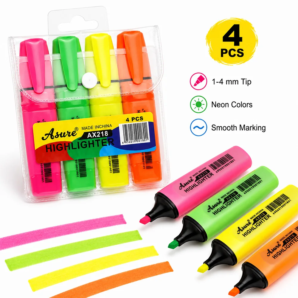4/6Colors Macaron Single Head Highlighter Markers1-4mm Chisel Smooth Ink School Study Office Journal Marking Stationery Supplies