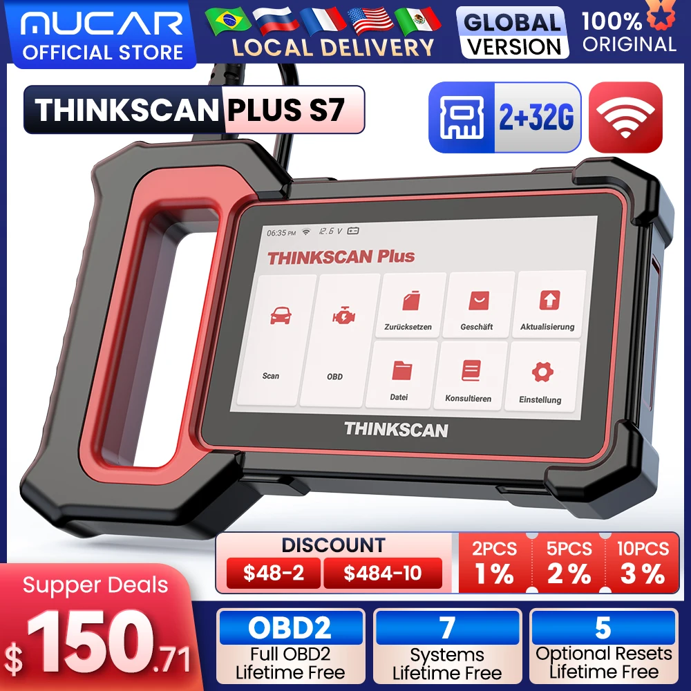 THINKSCAN PLUS-herramientas de diagnóstico OBD2 para coche, escáner automático con lector de código de reinicio, ABS, SRS, ECM, TCM, BCM, IC, AC,