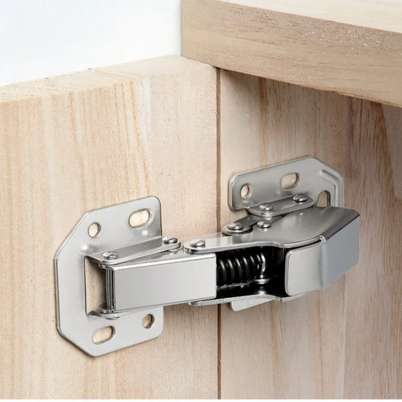 90-degree stainless steel cabinet door hinges without openings, spring hinges, wardrobe hardware damping, hydraulic buffer