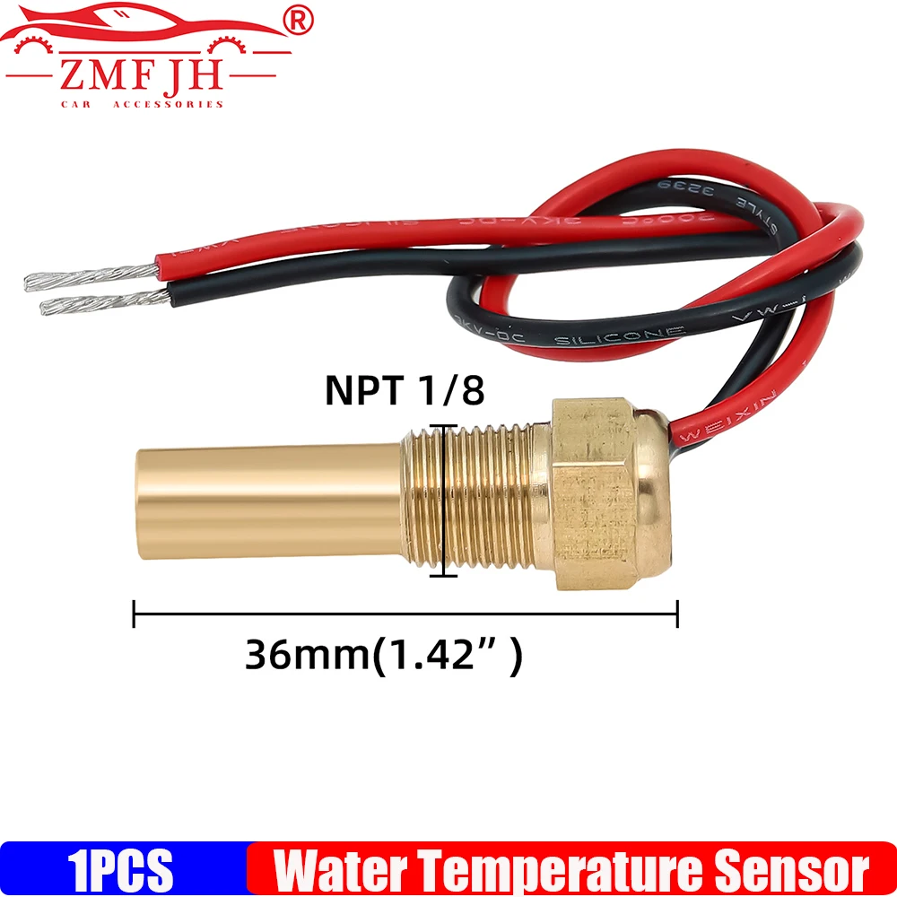 ZMFJH 1PCS Water Temperature Sensor 10MM Auto Car Meter Water Temp Sensor 1/8NPT Signal 1600-22ohm for Range 0-120℃ Gauge