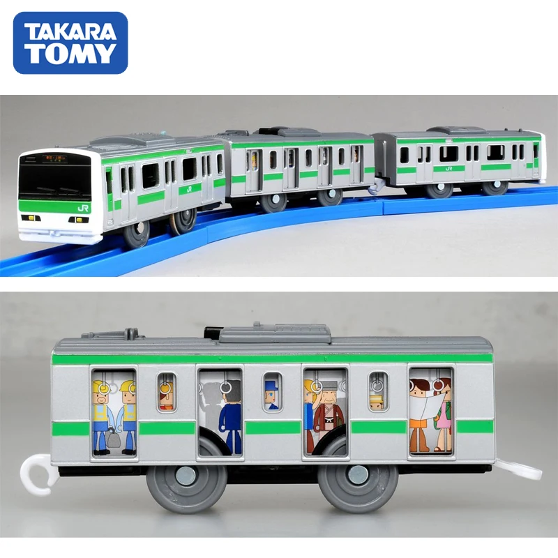 รถไฟหัวกระสุนไฟฟ้า Takara Tomy รถไฟความเร็วสูงรางไฟฟ้ารถตู้เด็กผู้ชายรถไฟของเล่นของขวัญวันหยุดสำหรับเด็ก