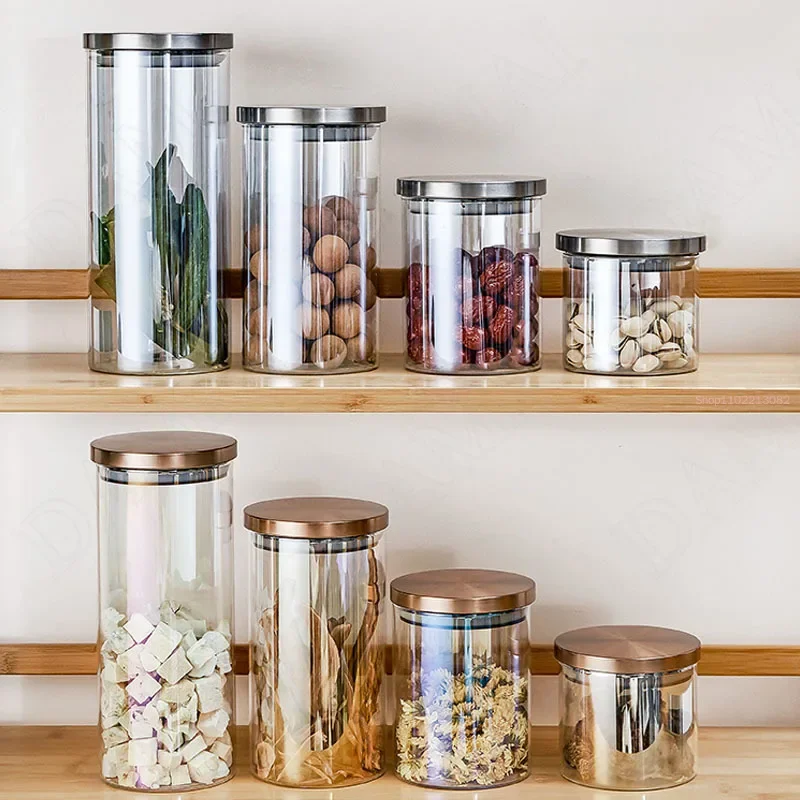 Creativity Coffee Table Desktop Tea Caddy Living Room Decor Snacks Organizer Glass Storage Jars with Lid Seal Cereal Dispenser