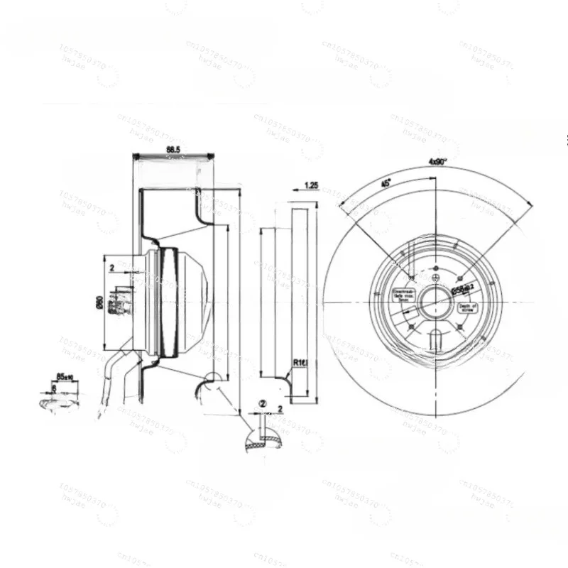 R2E190-AO26-05 Inverter Centrifugal Fan 0.26/0.34A 2500/2700RPM
