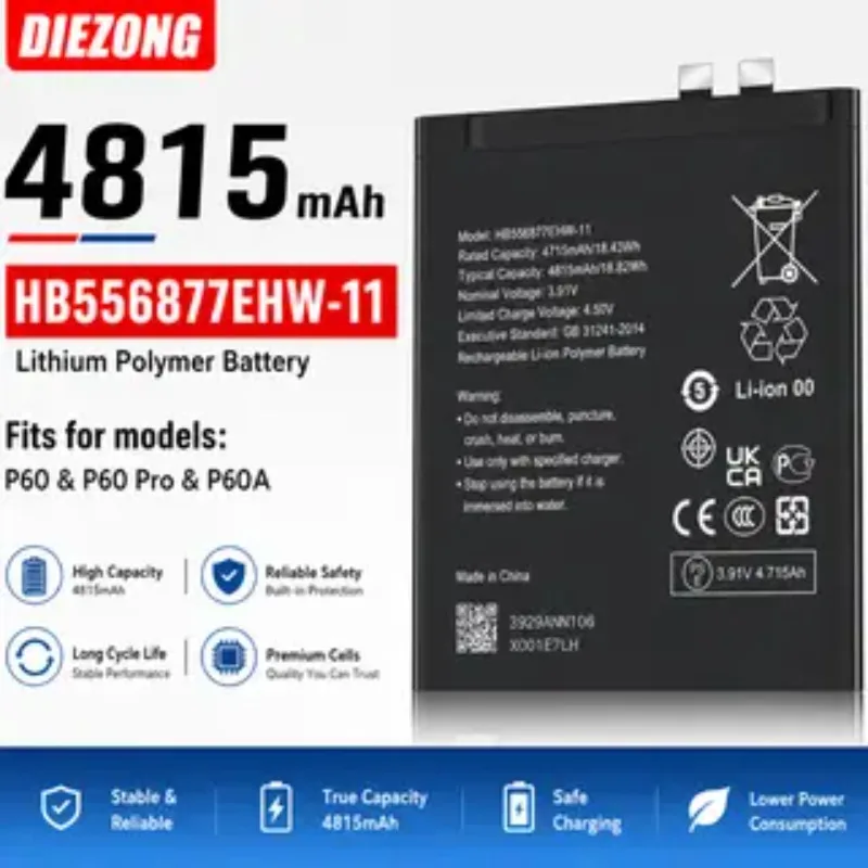 New High Capacity HB556877EHW-11 Battery for HUAWEI P60/P60 PRO/P60ART Mobile Phone Batteries Batteria