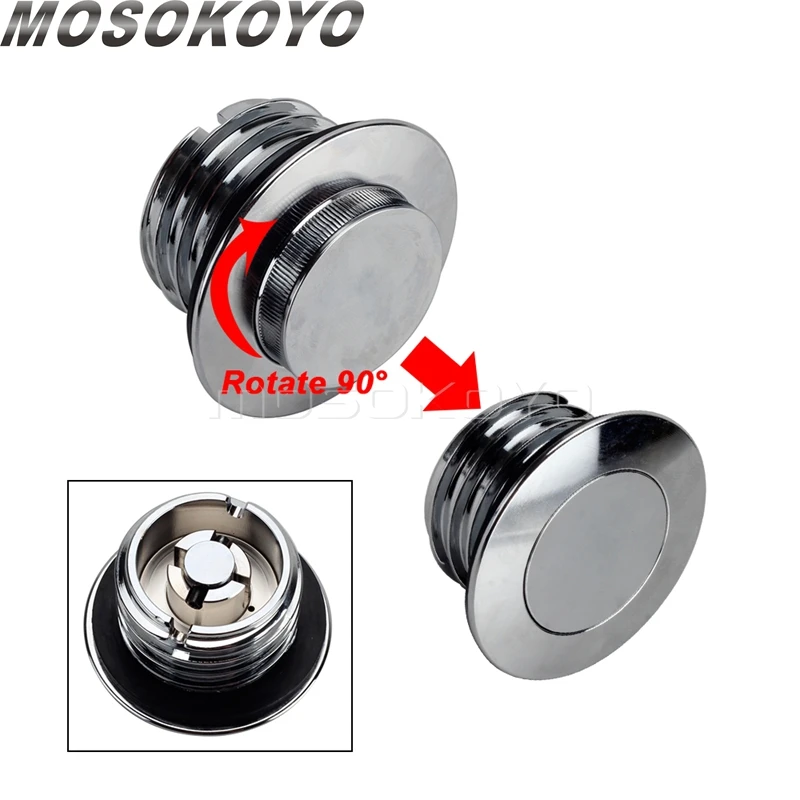 2-Piece Vented Pop-Up Gas Cap Set – Left & Right Thread For Harley Screw-In Tanks, Black Billet Aluminum