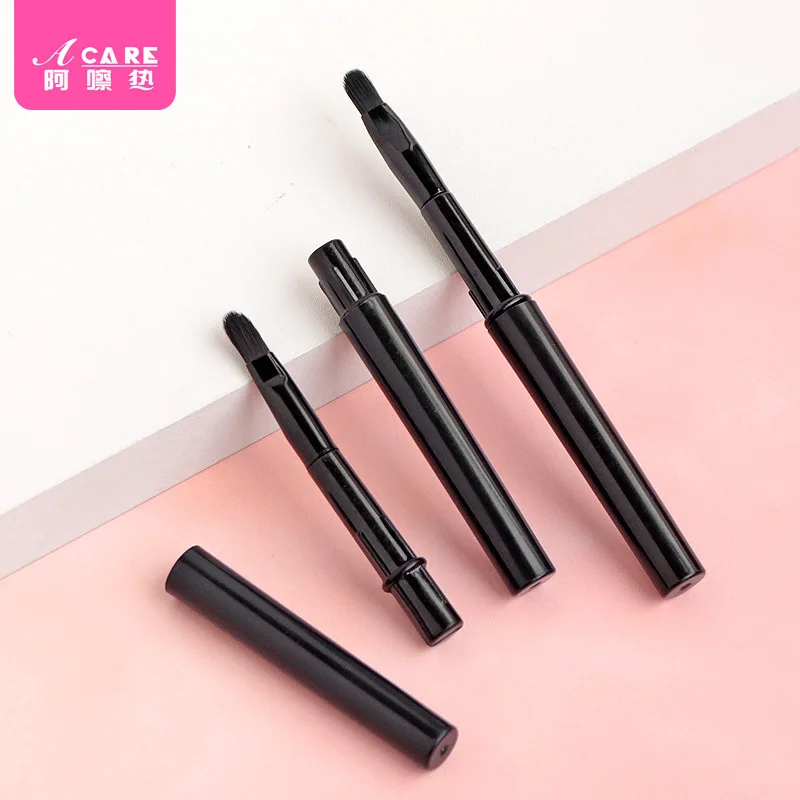 リップブラシ H1-ポータブルリップペンシル ミニメイクブラシ メイクアップ ソフトヘア アウトラインリップブラシ カバー付きメイクアップ