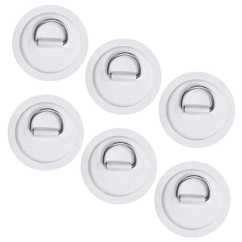 

6Pcs 3.15Inch Stainless Steel D-Ring Patch for Inflatable Boat Kayak Dinghy Paddleboard Canoe Rafting Accessories,White