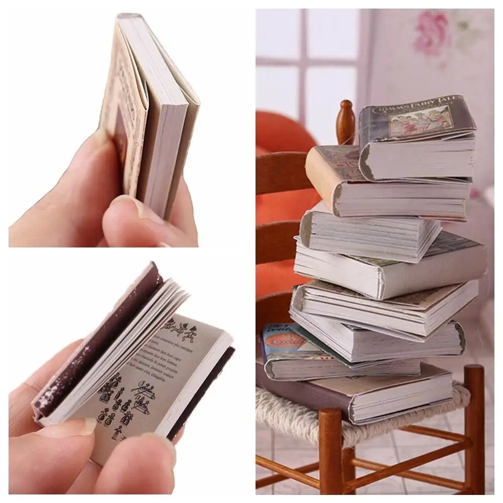 Toys 1/6 1/12 Miniature Book Model Can Be Opened Multicolor Dollhouse Book Playing House Mini Furniture Mini Books