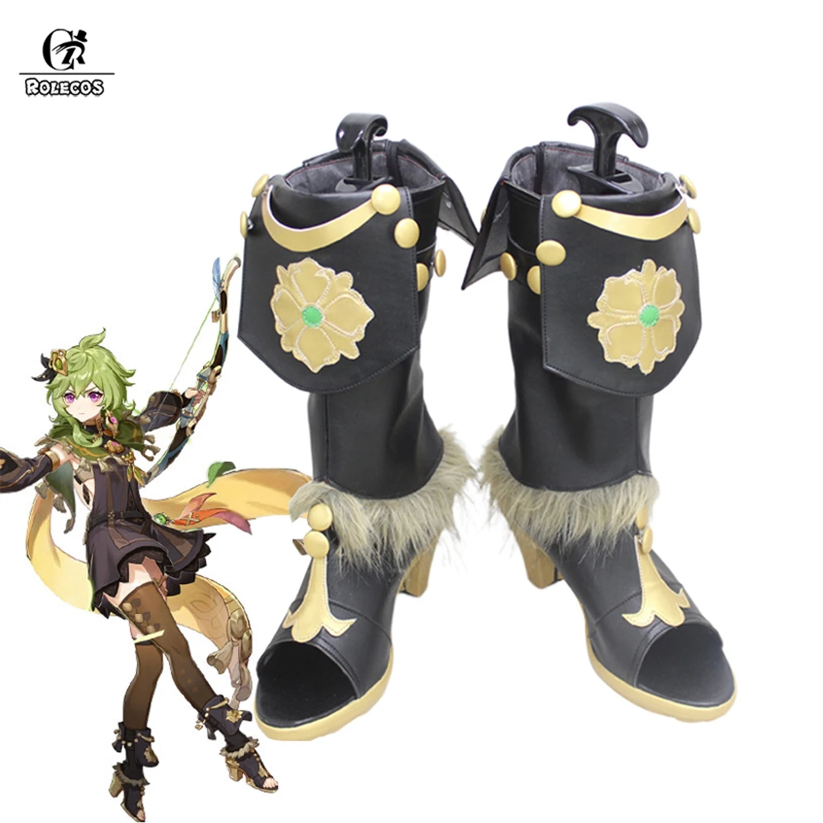 

ROLECOS Game Genshin Impact Collei Cosplay Shoes High-heeled Shoes Women Cosplay Boots Halloween