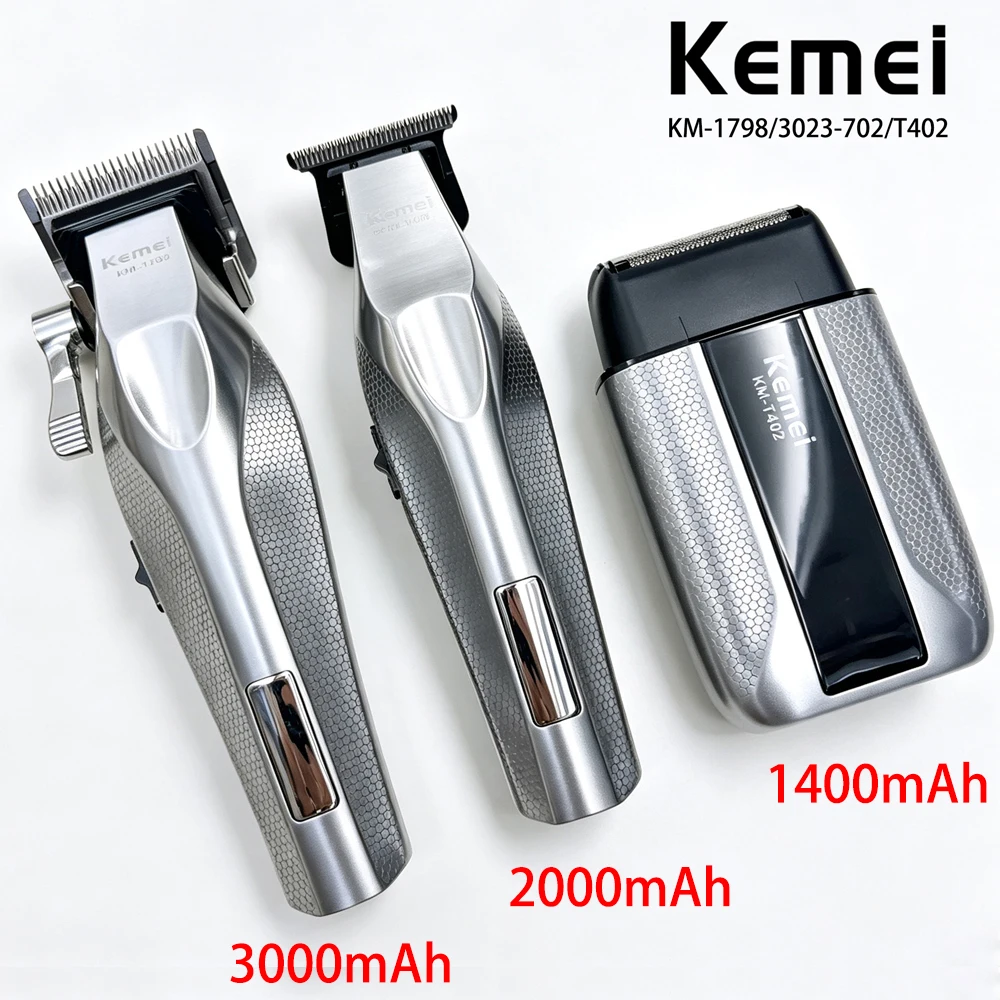 Kemei Hair Trimmers Professional Hair Clipper 0MM Haircut Machine Rechargeable Electric Shaver for Men KM-1798 3023-702 T402 Kit