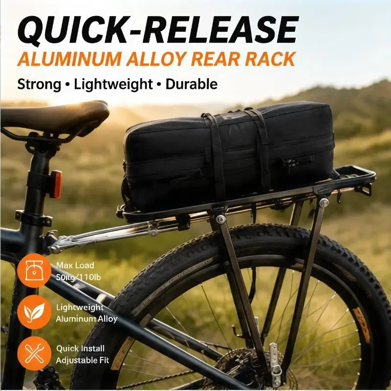 Bicycle Rear Rack Quick Release Aluminum Alloy Heavy Duty Adjustable Ideal Gift for Cycling Enthusiasts Luggage Hold