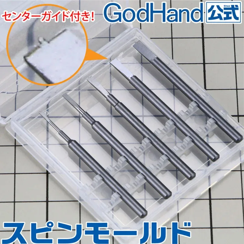 GodHand GH-CSB-1-3 Spin Mold 5PCS Pin Vise Blade Set for Plastic Models 1-3mm Flat Bottomed Hole Cutter Model Craft Hobby Tools