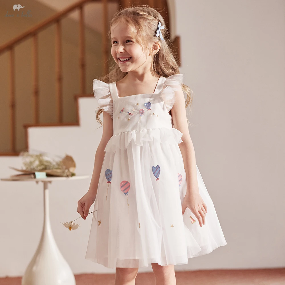 Robe de princesse en maille pour filles Dave Bella, robe de bal brodée sans manches pour enfants, ro