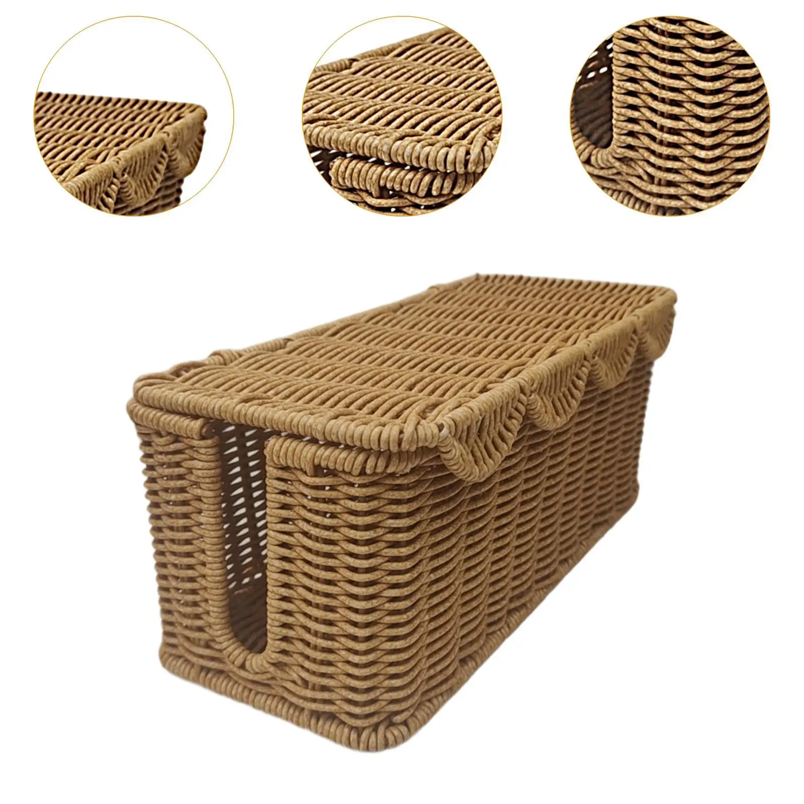 Cable Management Box Reusable Decoration Handmade Rattan Case for Tabletop Messy Cables Living Room Loose Wires Management Home view 5