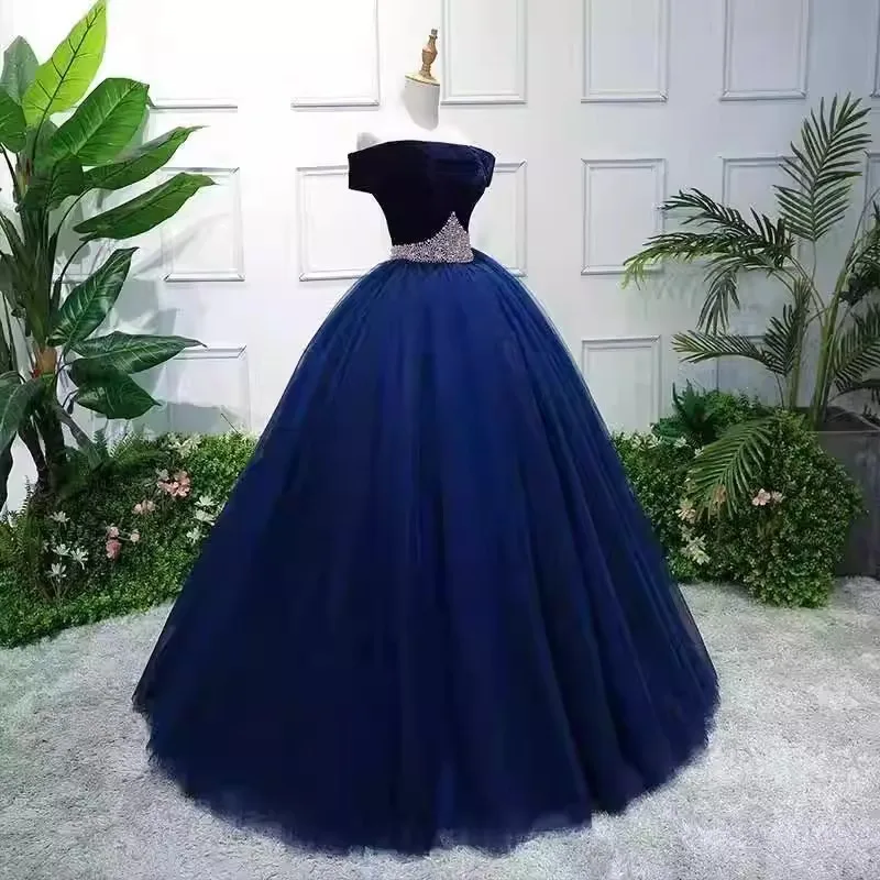 2025 novo banquete de verão feminino um ombro malha vestido de noite moda palco fio colorido reunião anual grande exibição vestido