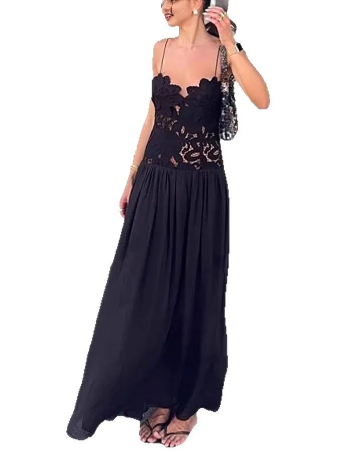 Faionable reine Farbe, gespleißte Spitze, bestickt, Dr. Damen lang, Dr. Sexy, mittlere Taille, No Sve, KTV, Hochzeit, Datum, Cany Par