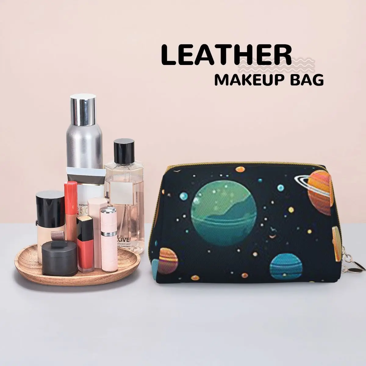 Solar System Space Planets Universe Women Cosmetic Bag Travel Makeup Organizer Pouch Toiletry Storage Dopp Kit Box