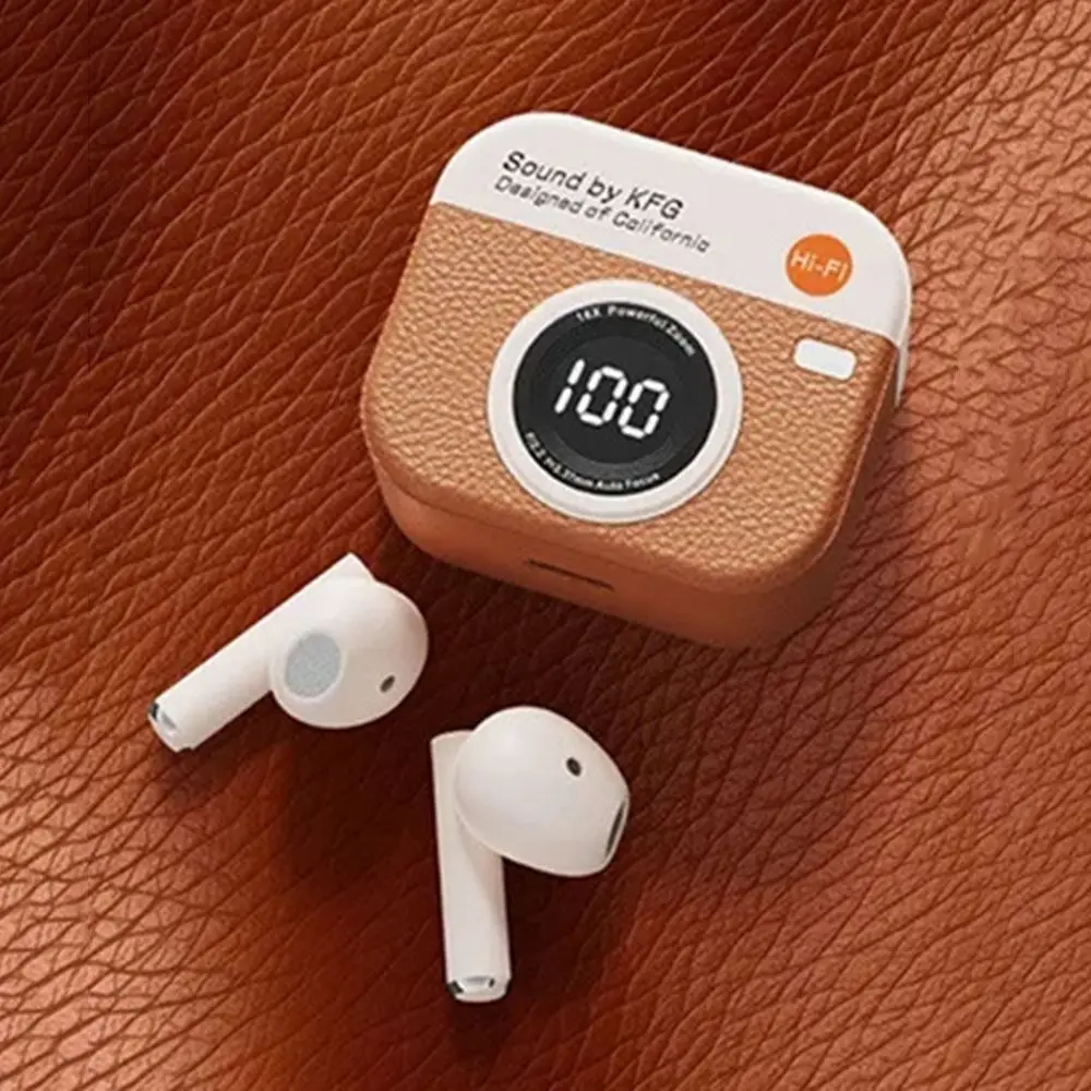 

Retro Camera Wireless Headphones with Touch Control In-Ear Bluetooth Earphones Noise Cancelling HiFi Stereo