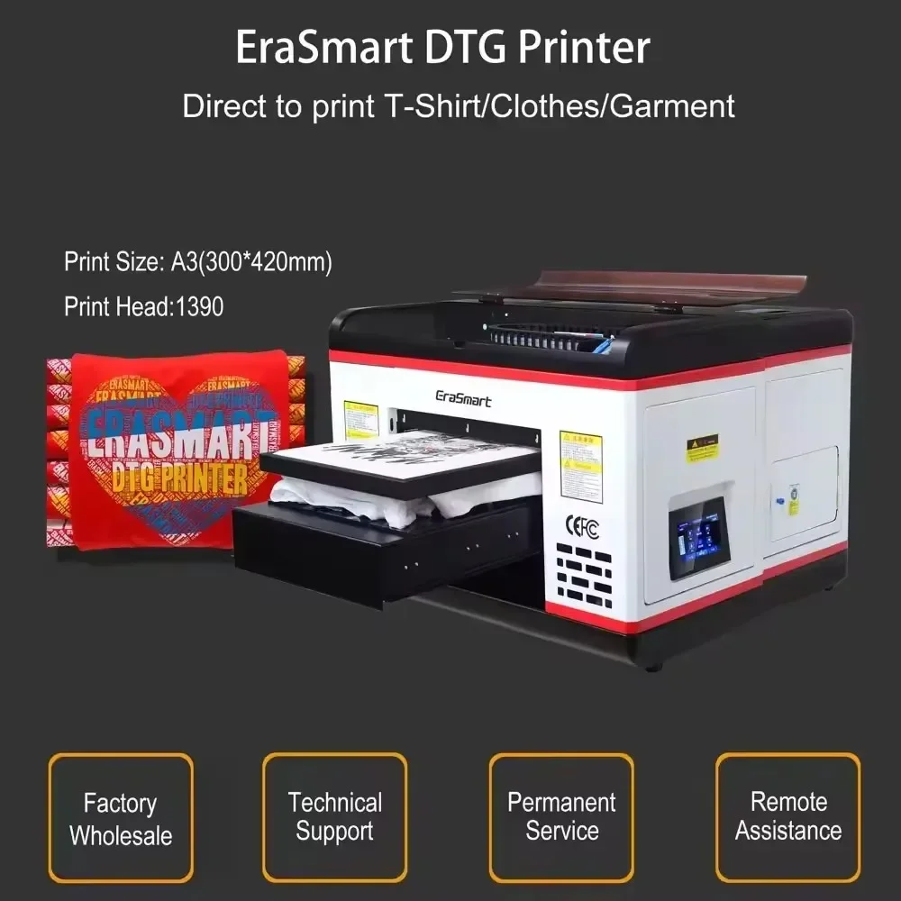 High speed T-shirt printing machine with digital inkjet DTG dual industrial head for sale AC 100-230V