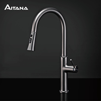 AITANA Pull out Design Gun Grey Kitchen Faucet Simple Single Handle Hot and Cold Water 3-Function Modern Sink Faucet