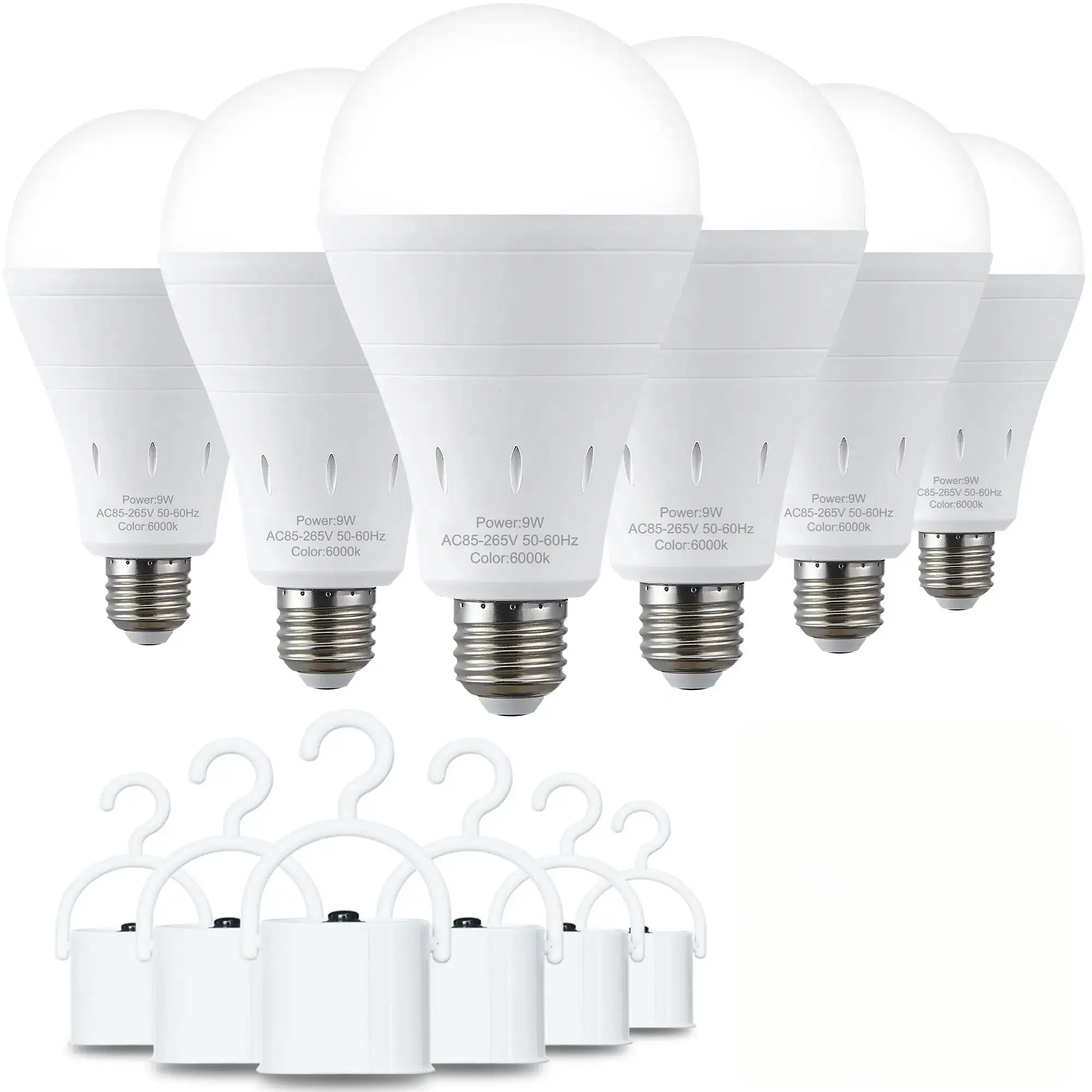 

Rechargeable Emergency Light Bulbs 6/10Pack Battery Powered LED Light Bulb 6000K Daylight E26 120 Volt 9W 60W Equivalent with 1200mAh for Home Power Outage Camping Hurricane